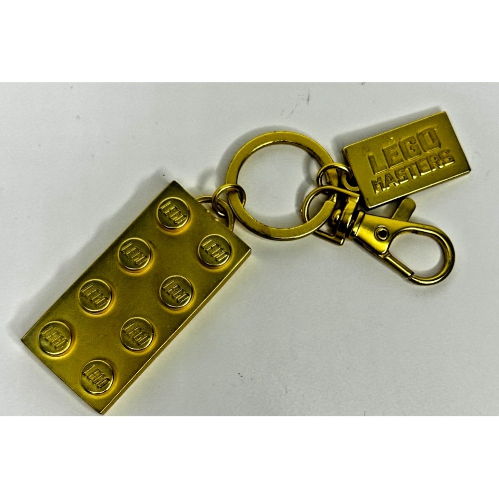 LEGO MASTERS TV PROMO 2022 Gold Chrome Lego Brick Keychain Keyring Clip 2x8